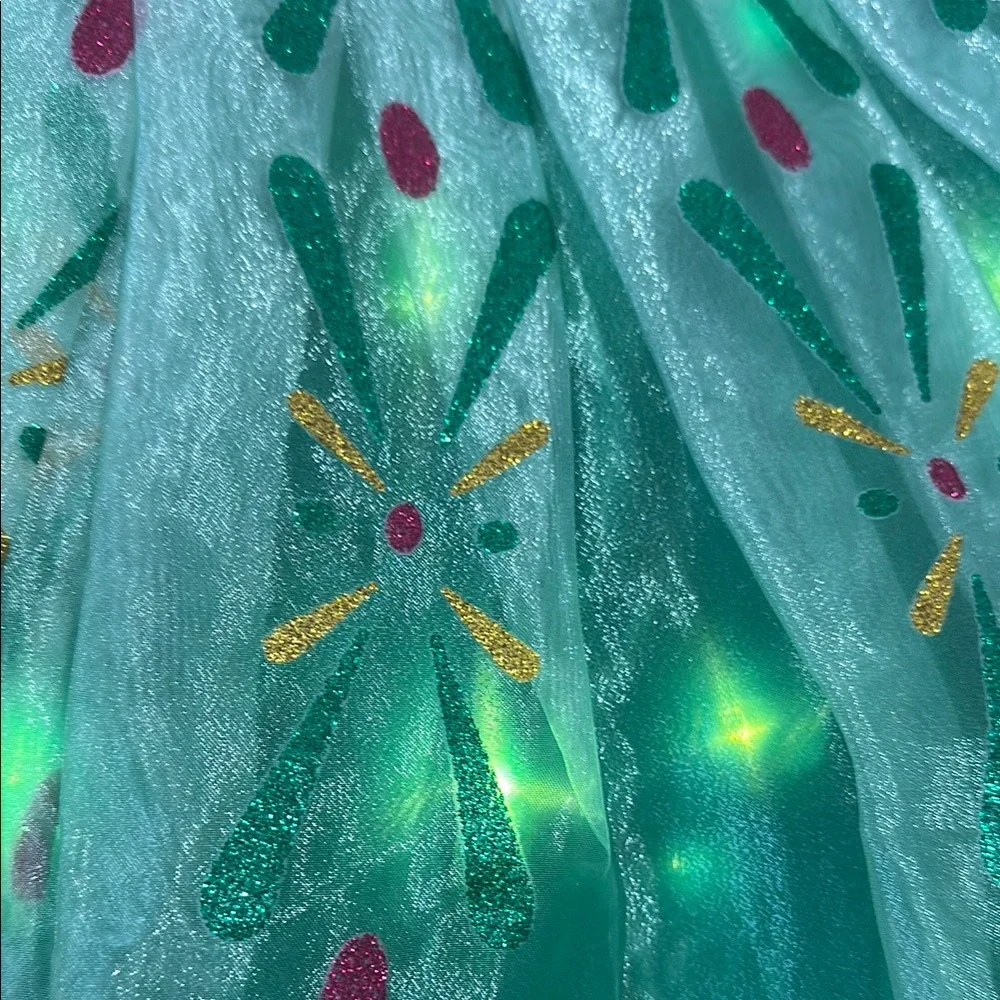Kids Frozen Anna Green and Gold Light-Up Costume Dress - Picture 4 of 11